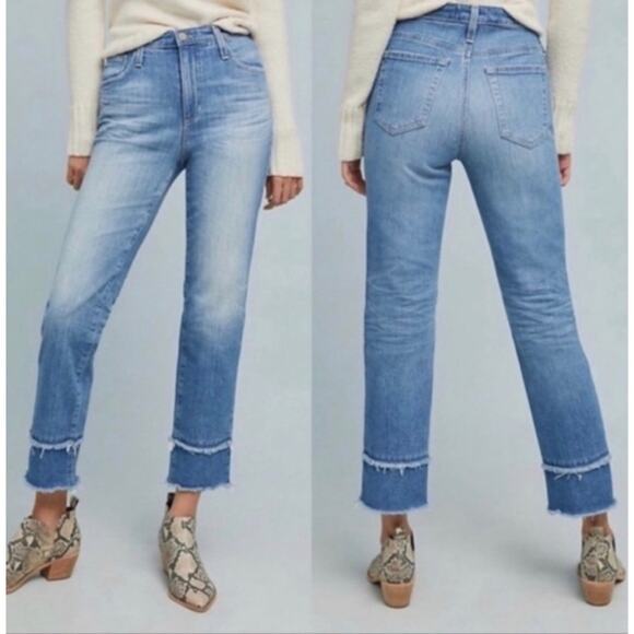 AG Adriano Goldschmied The Isabelle high rise Cropped crop double hem jeans 26 - Picture 1 of 13